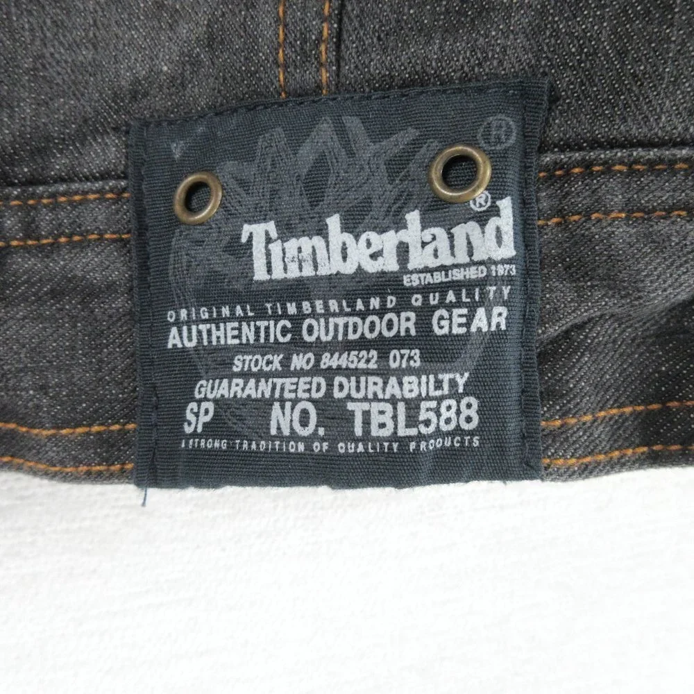Timberland Sherpa Lined Black Denim Jacket Size M Outdoor Button Collar Jacket